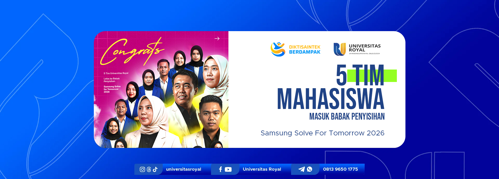 Universitas Royal Loloskan 5 Tim Mahasiswa ke Babak Penyisihan Samsung Solve for Tomorrow 2026